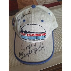 NHRA top eliminator club '98 Winternats hat 4 autographs Schumacher Scelzi, more